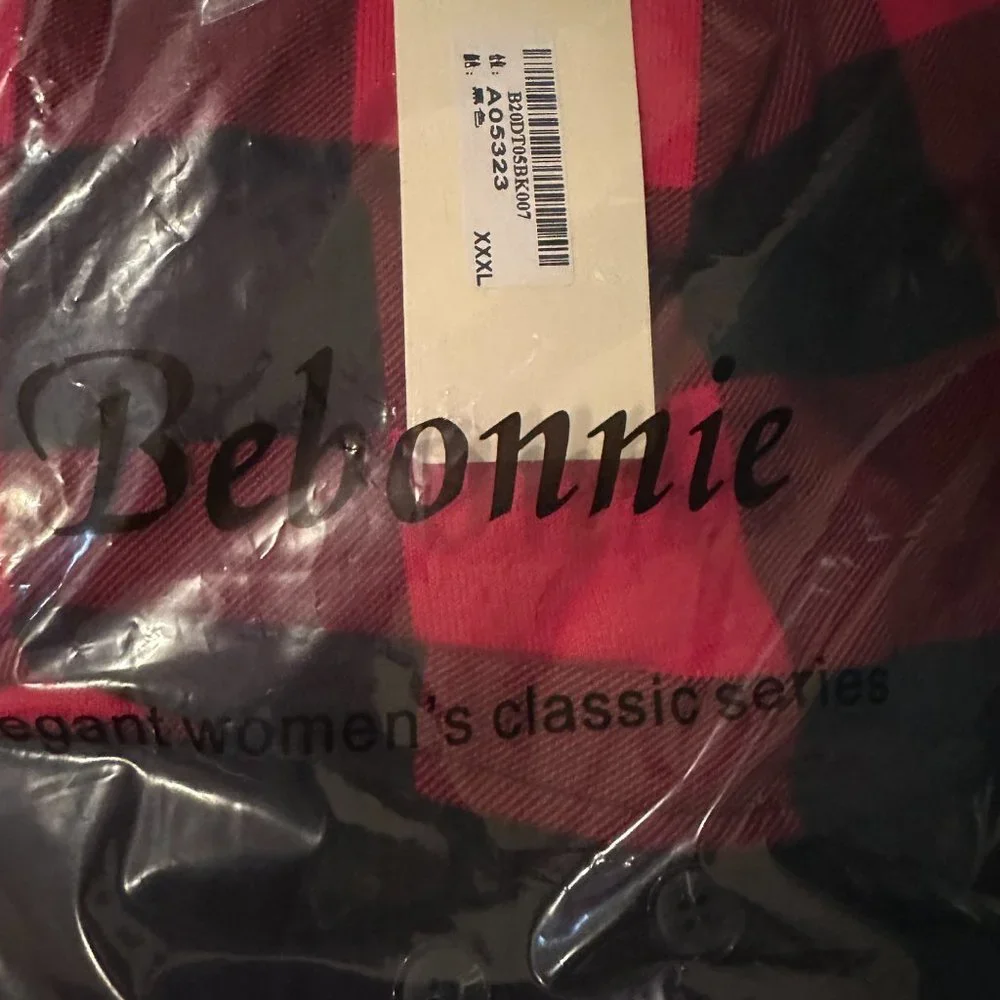 Bebonnie Buffalo Check Long Slv Cowl Neck Warm Splicing Tunic Top with Buttons - Picture 14 of 14